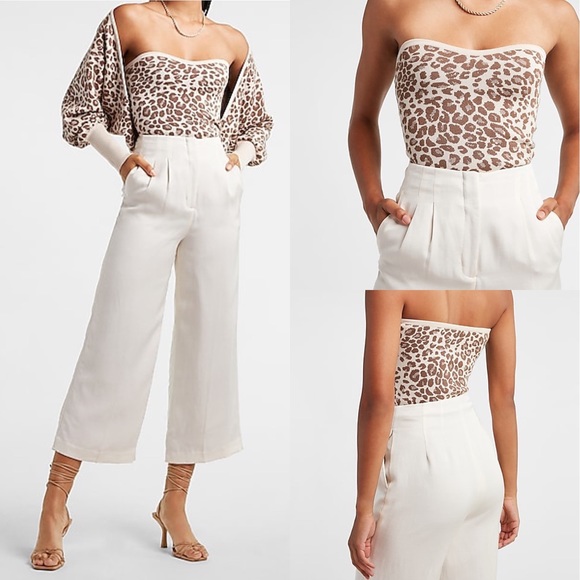 Strapless Leopard Sweater Tube Top Express XL NWT - Picture 1 of 10